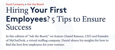 Daniel Ramsey Featured in US Chamber of Commerce: 5 Tips for Hiring Your First Employees
